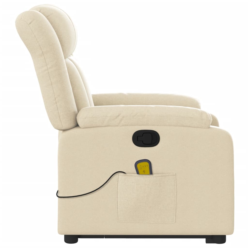 Stand up Massage Recliner Chair Cream Fabric