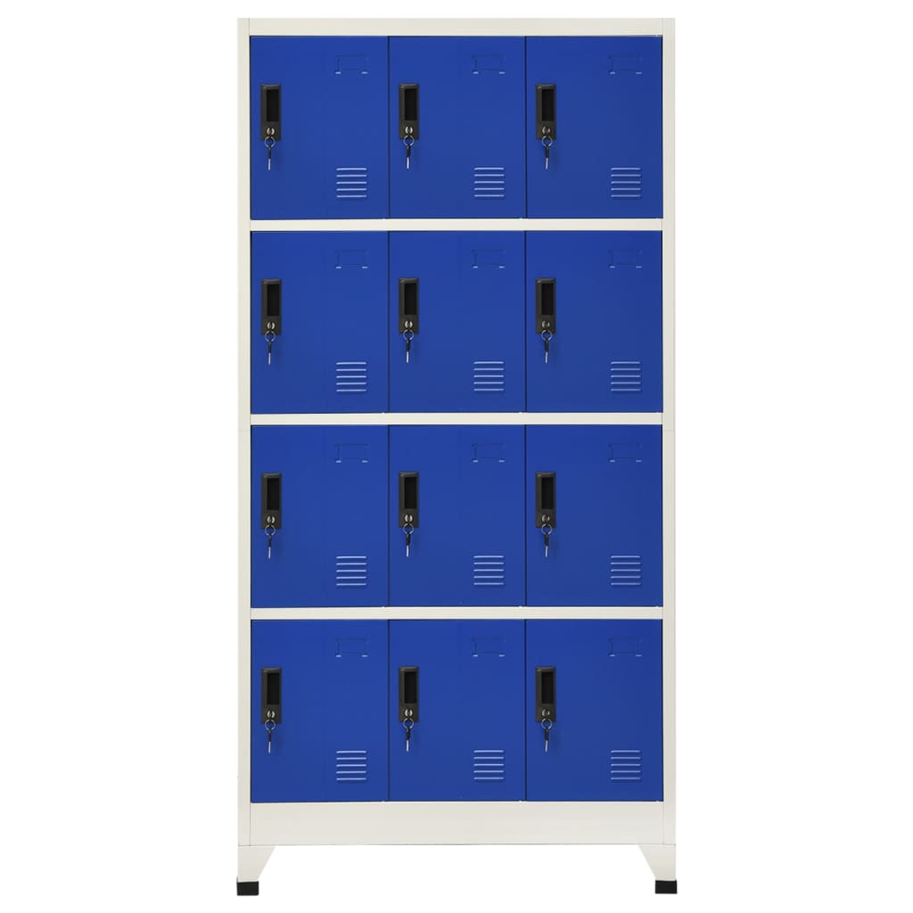 Locker Cabinet Gray and Blue 35.4"x17.7"x70.9" Steel