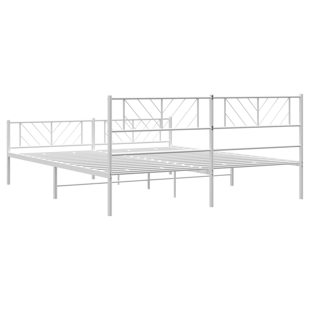 Metal Bed Frame without Mattress with Footboard White 72"x83.9"