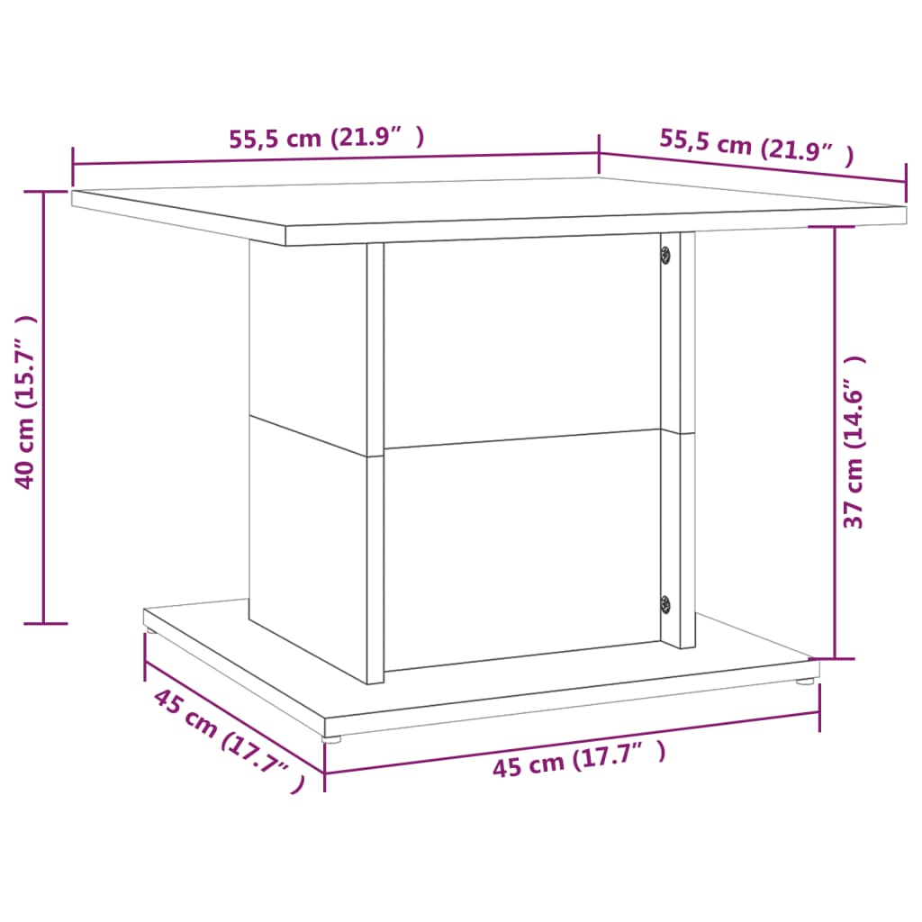 Coffee Table Smoked Oak 21.9"x21.9"x15.7" Engineered Wood