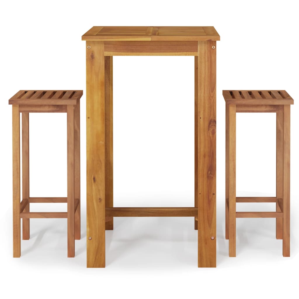 3 Piece Patio Bar Set Solid Wood Acacia