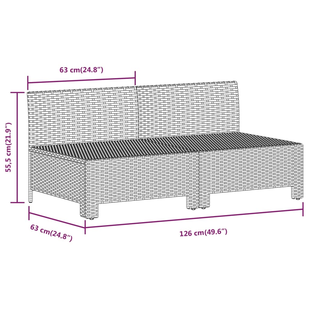 2-Seater Patio Sofa with Cushions Gray Poly Rattan