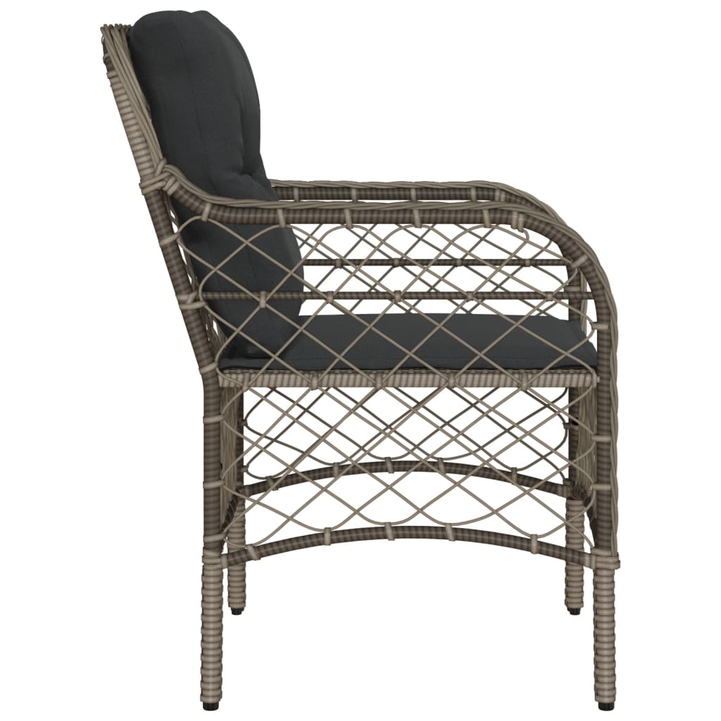 Patio Chairs with Cushions 2 pcs Gray Poly Rattan