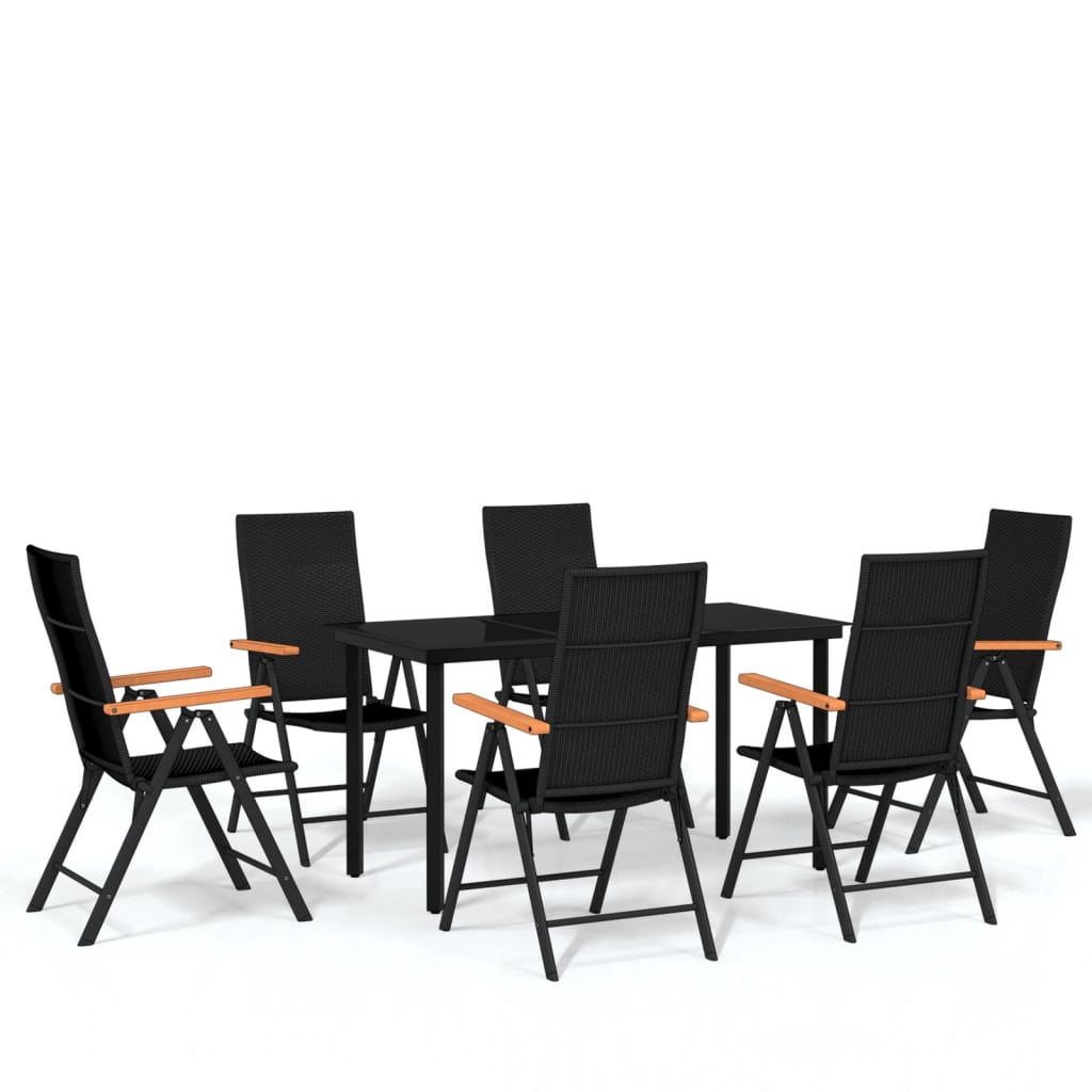 7 Piece Patio Dining Set Black