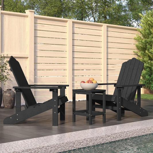 Patio Adirondack Chairs with Table HDPE Anthracite