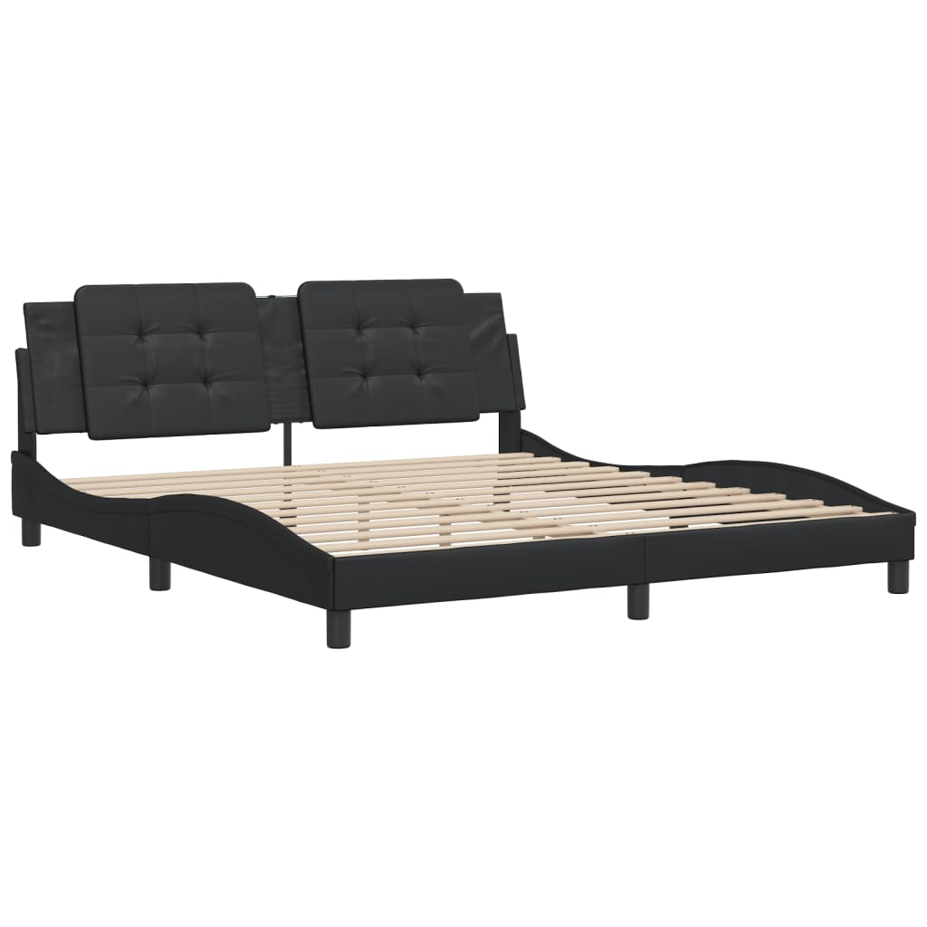 Bed Frame with Headboard Black 72"x83.9" California King Faux Leather