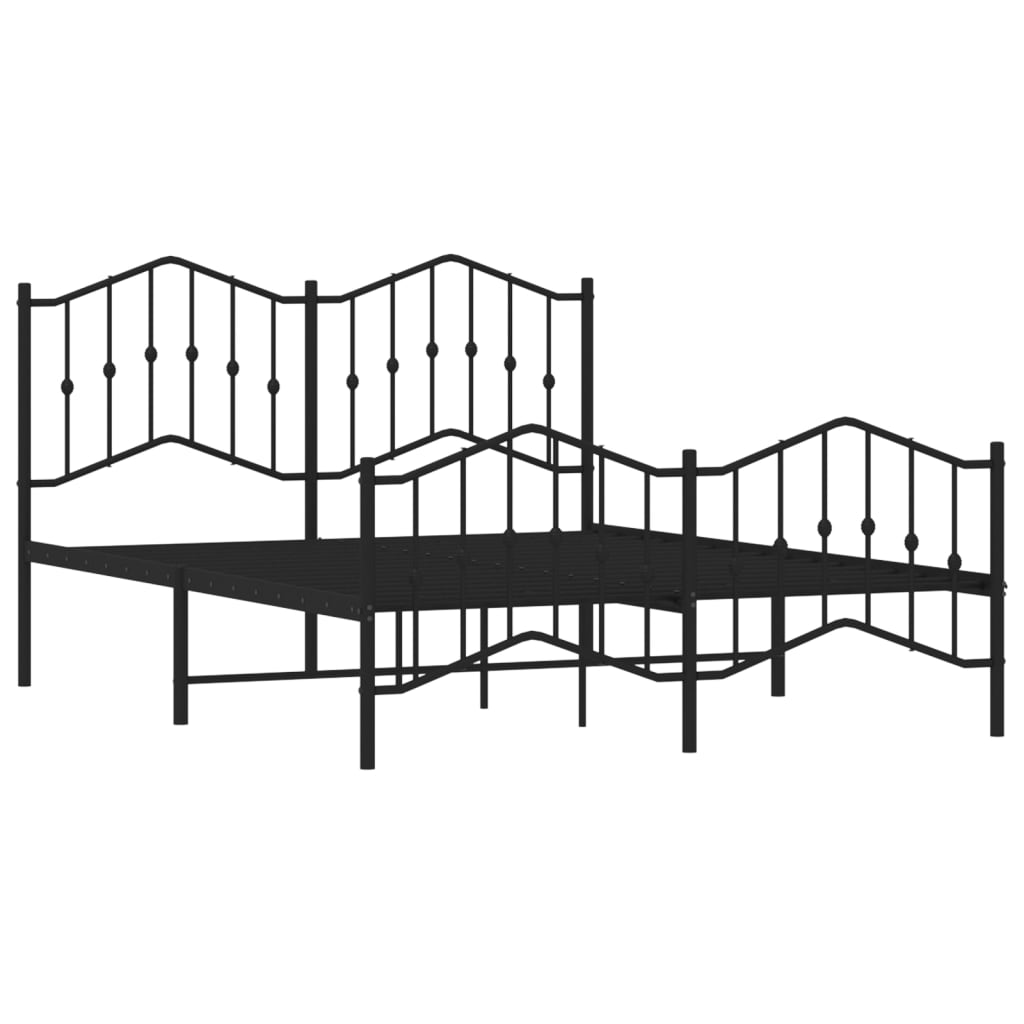 Metal Bed Frame without Mattress with Footboard Black 53.1"x74.8"