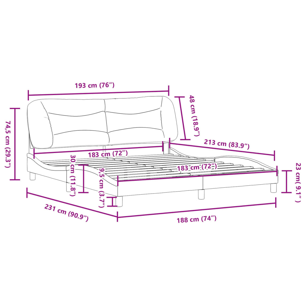 Bed Frame with Headboard Black 72"x83.9" California King Faux Leather