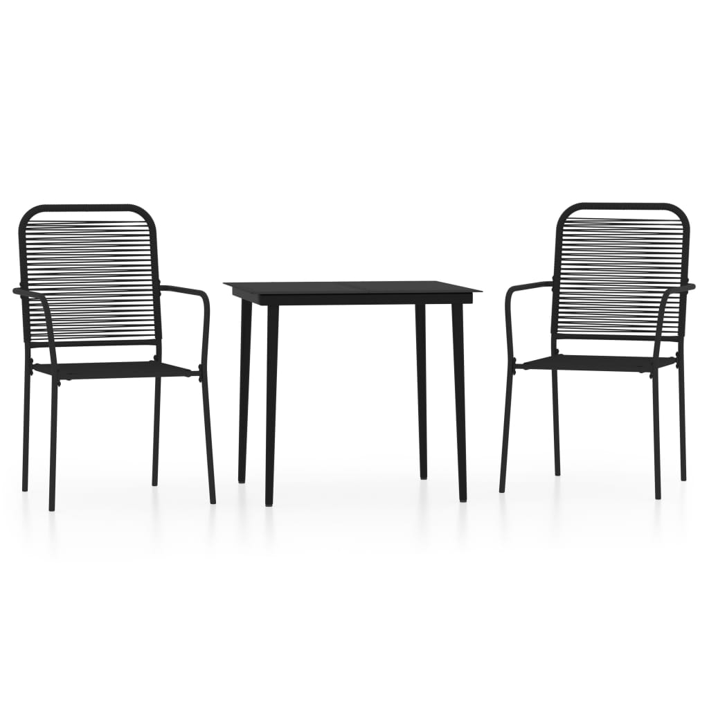 3 Piece Patio Dining Set Black