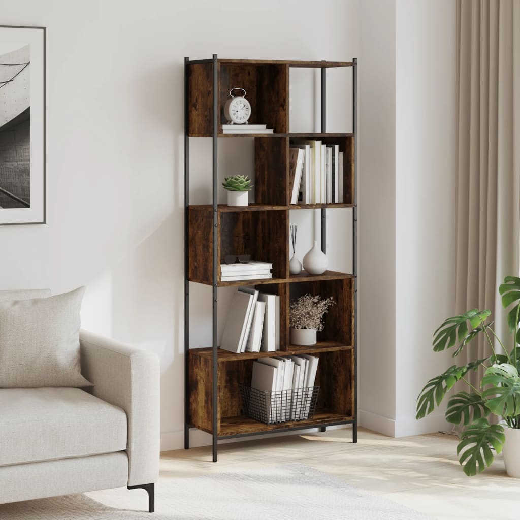 Bookcase Smoked Oak 28.3"x11"x67.7" Engineered Wood