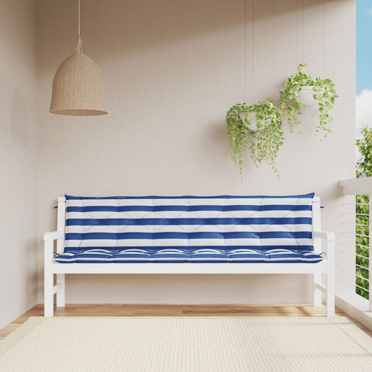 Garden Bench Cushions 2pcs Blue&White Stripe 78.7"x19.7"x2.8" Fabric