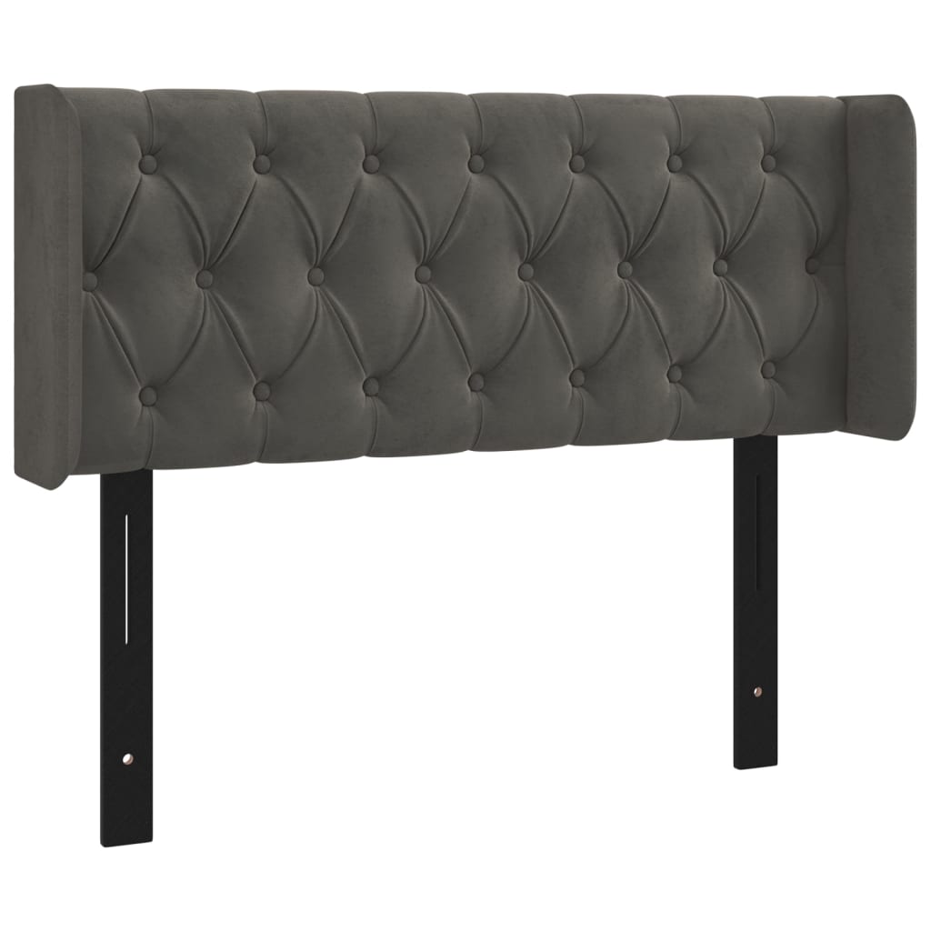 Headboard with Ears Dark Gray 40.6"x6.3"x30.7"/34.6" Velvet