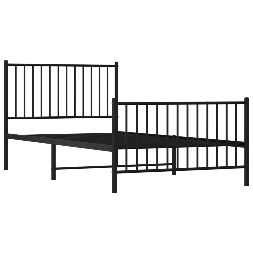 Metal Bed Frame without Mattress with Footboard Black 39.4"x78.7"