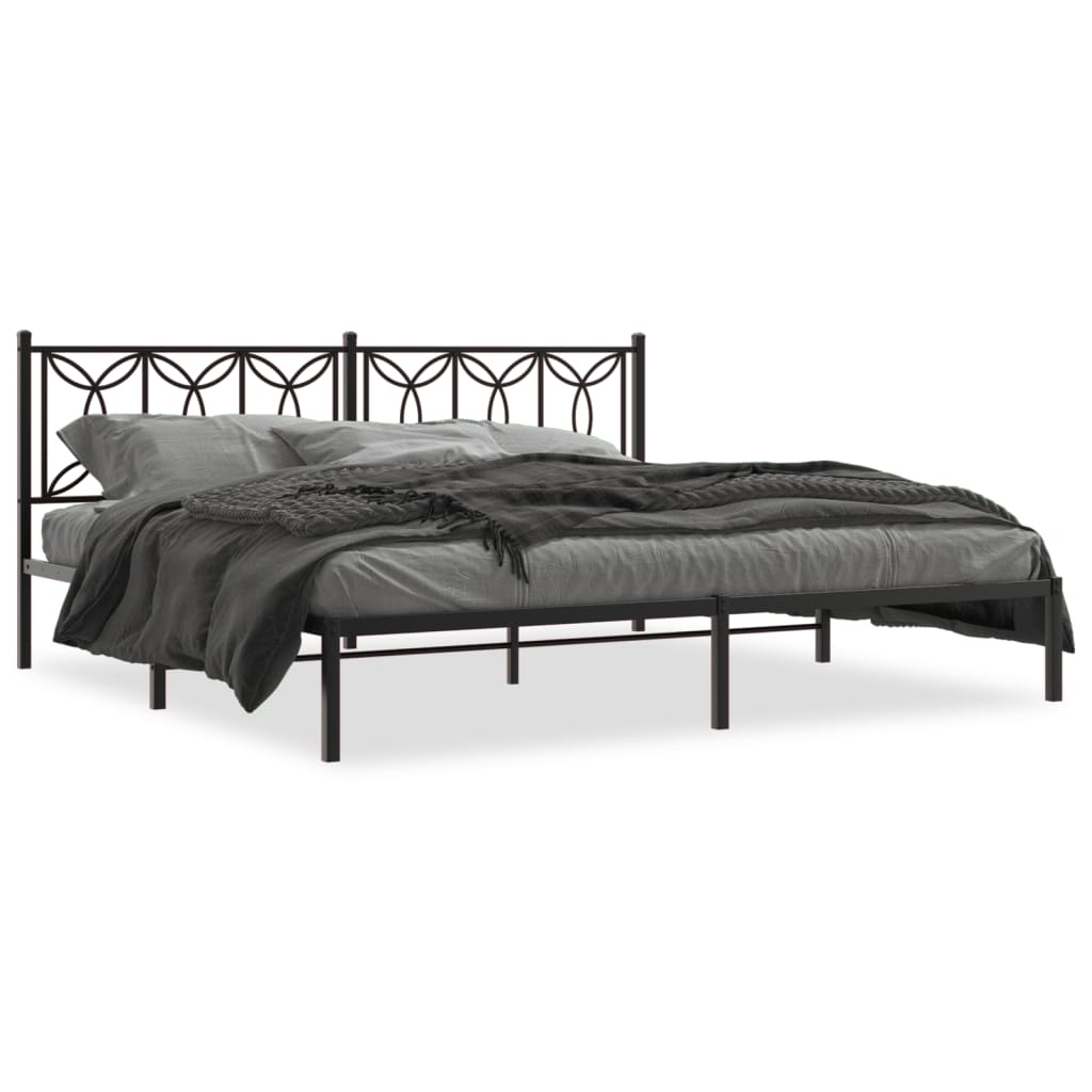 Metal Bed Frame without Mattress with Headboard Black 76"x79.9"