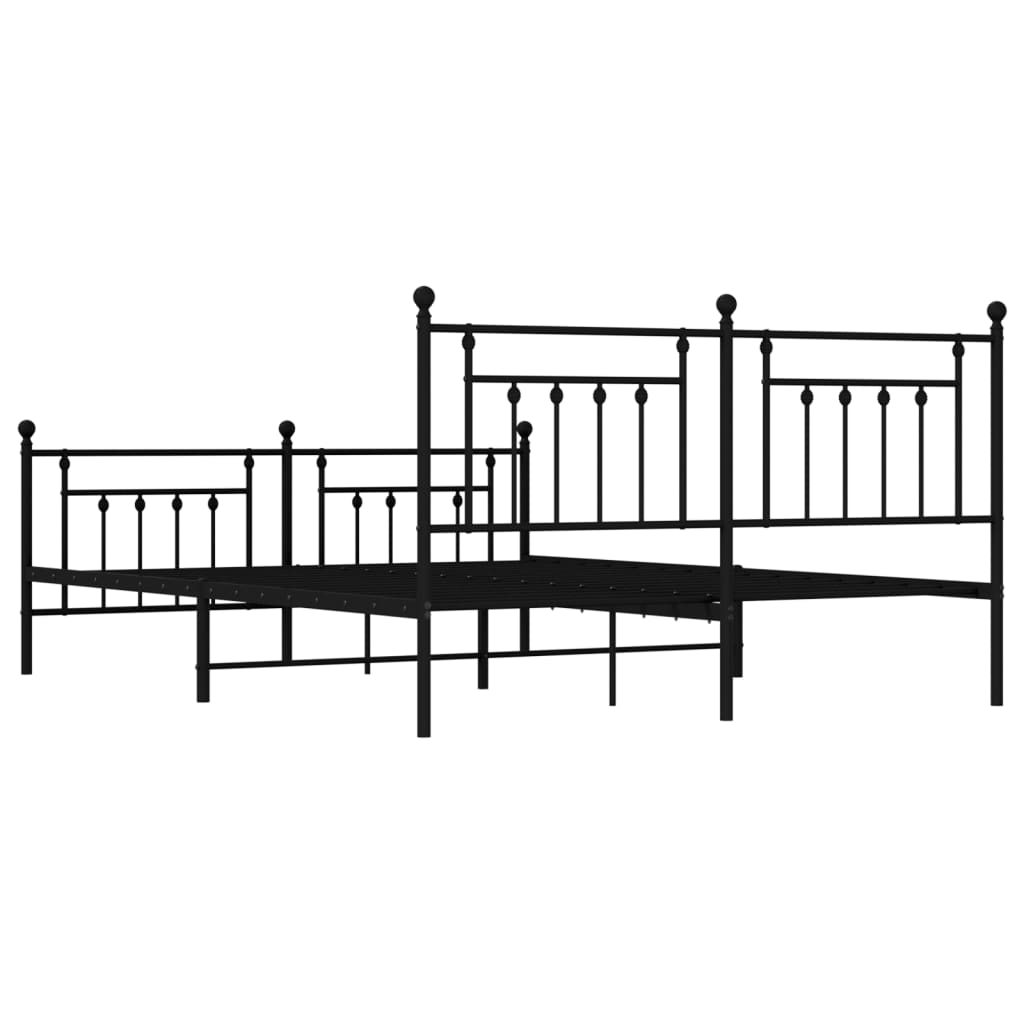 Metal Bed Frame without Mattress with Footboard Black 72"x83.9"