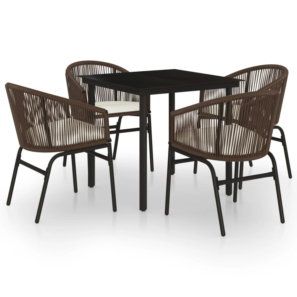 5 Piece Patio Dining Set Brown