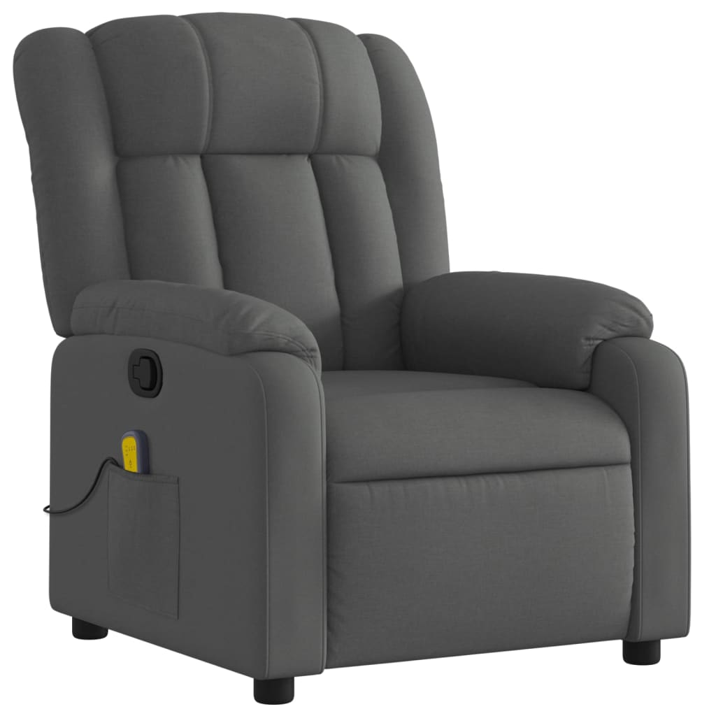 Massage Recliner Chair Dark Gray Fabric