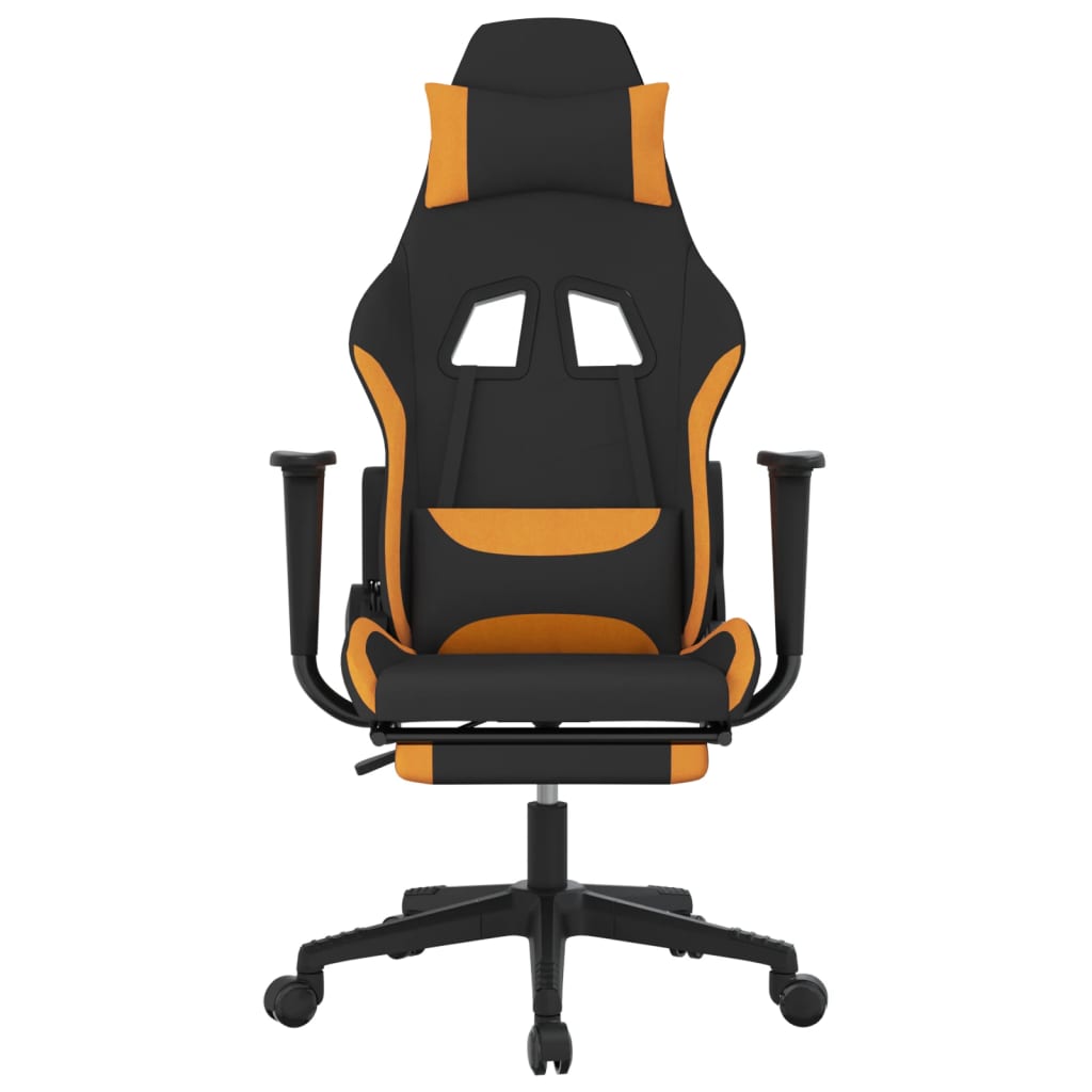 Gaming Chair with Footrest Black and Orange Fabric