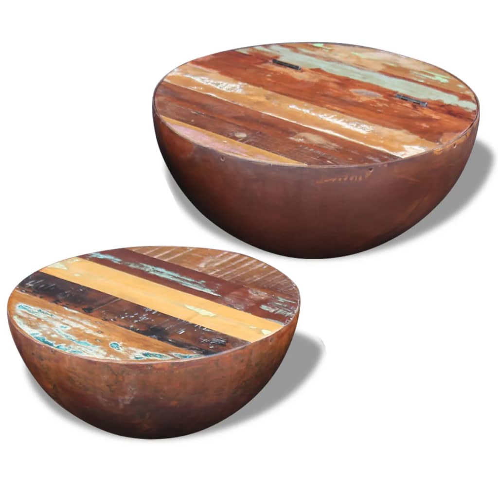 Bowl Shaped Coffee Table Solid Reclaimed Wood 23.6"x23.6"x11.8"