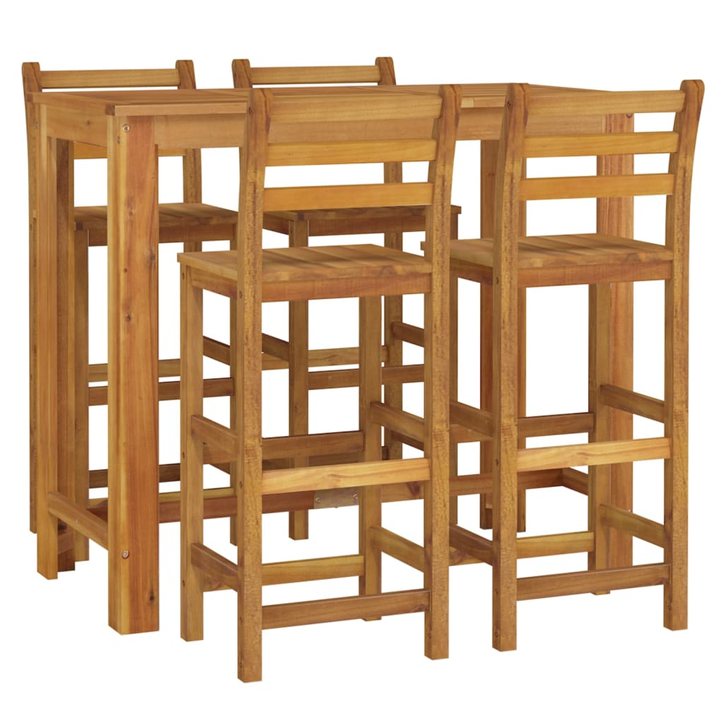 5 Piece Patio Bar Set Solid Wood Acacia