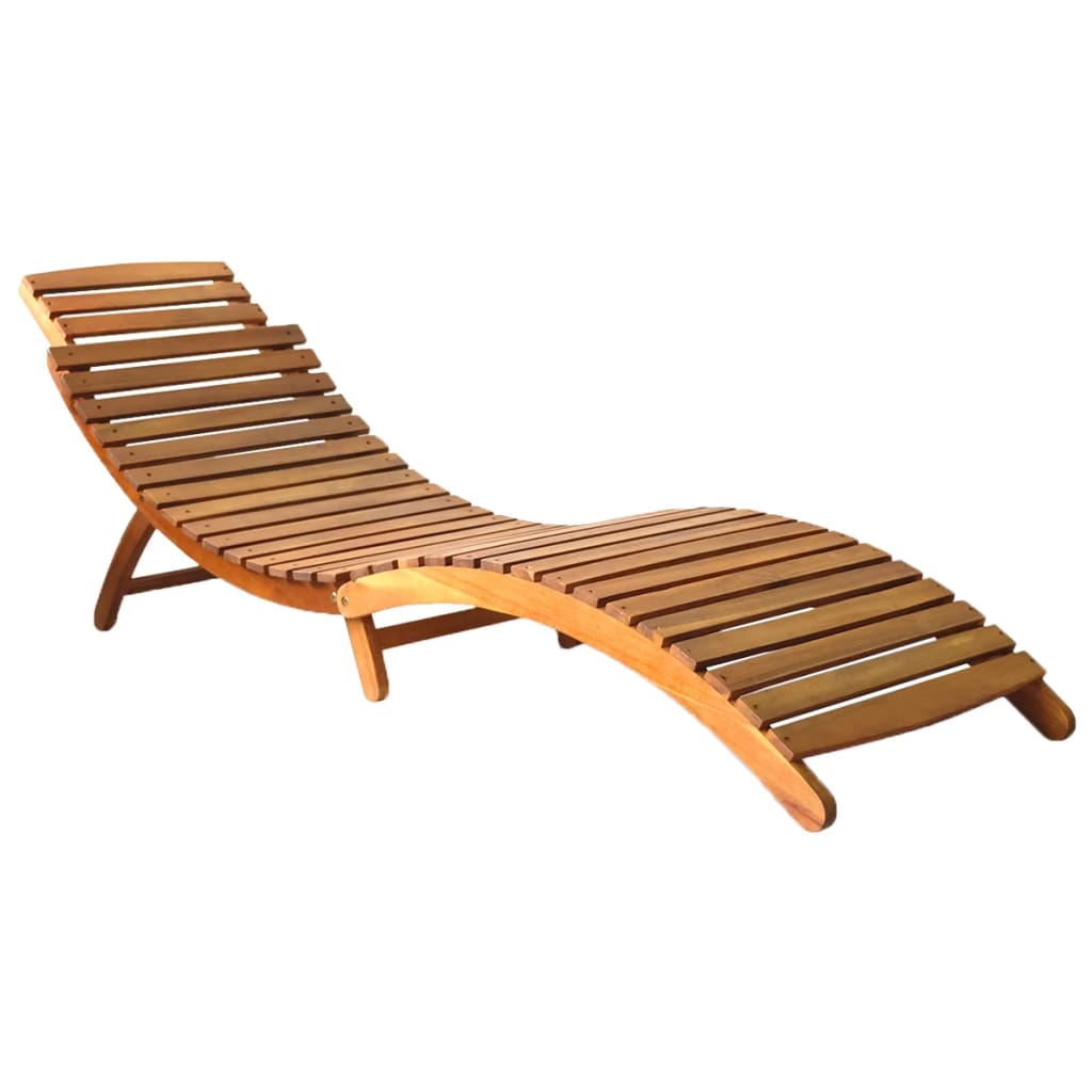 Sun Lounger with Cushion Solid Acacia Wood Cream