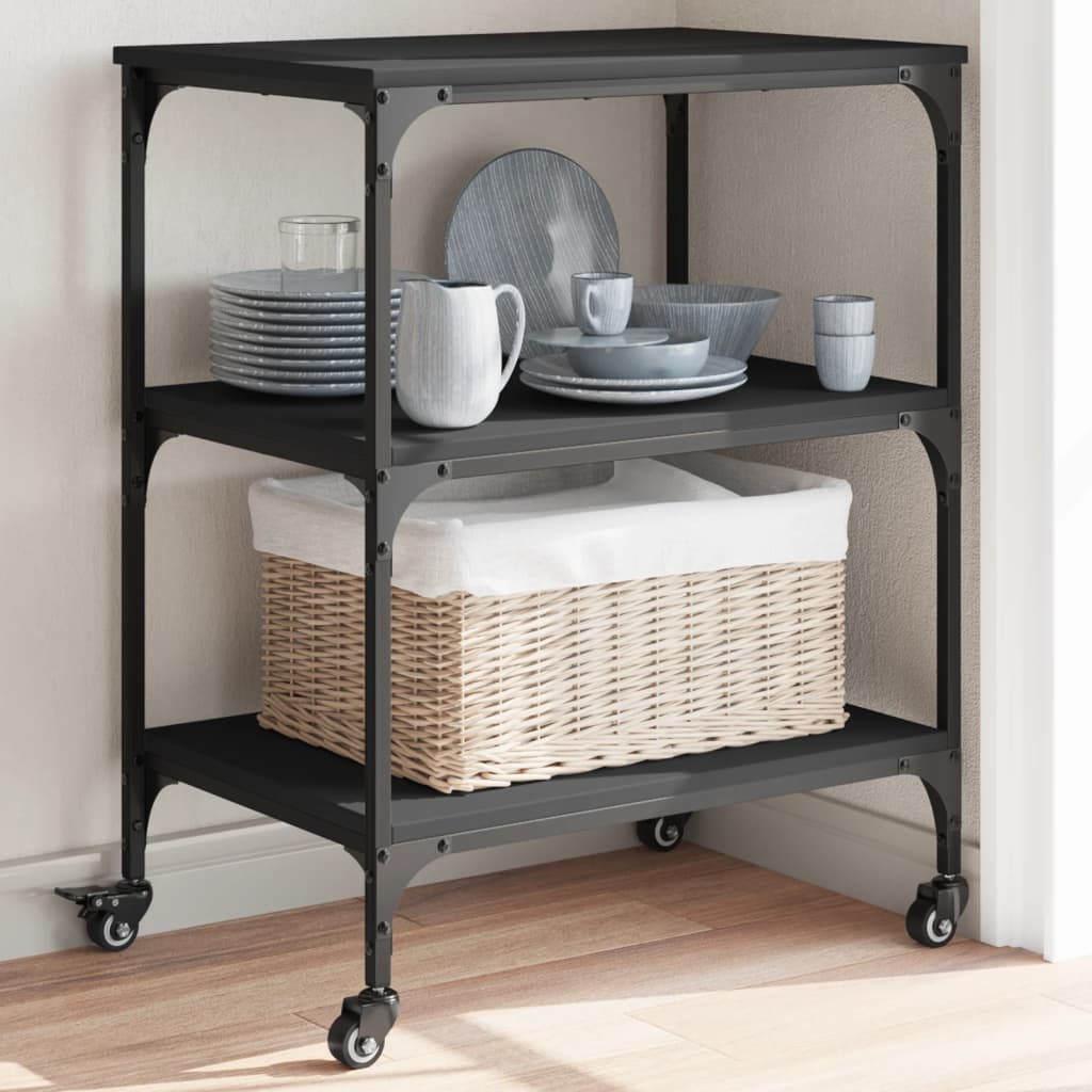 Kitchen Trolley Smoked Oak 23.6"x16.1"x29.9" Engineered Wood