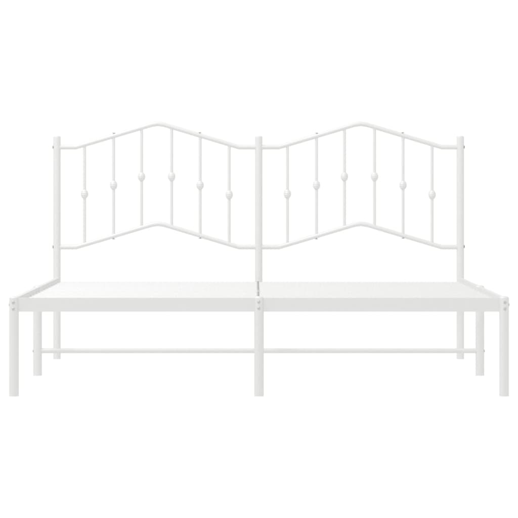 Metal Bed Frame without Mattress with Headboard White 72"x83.9"