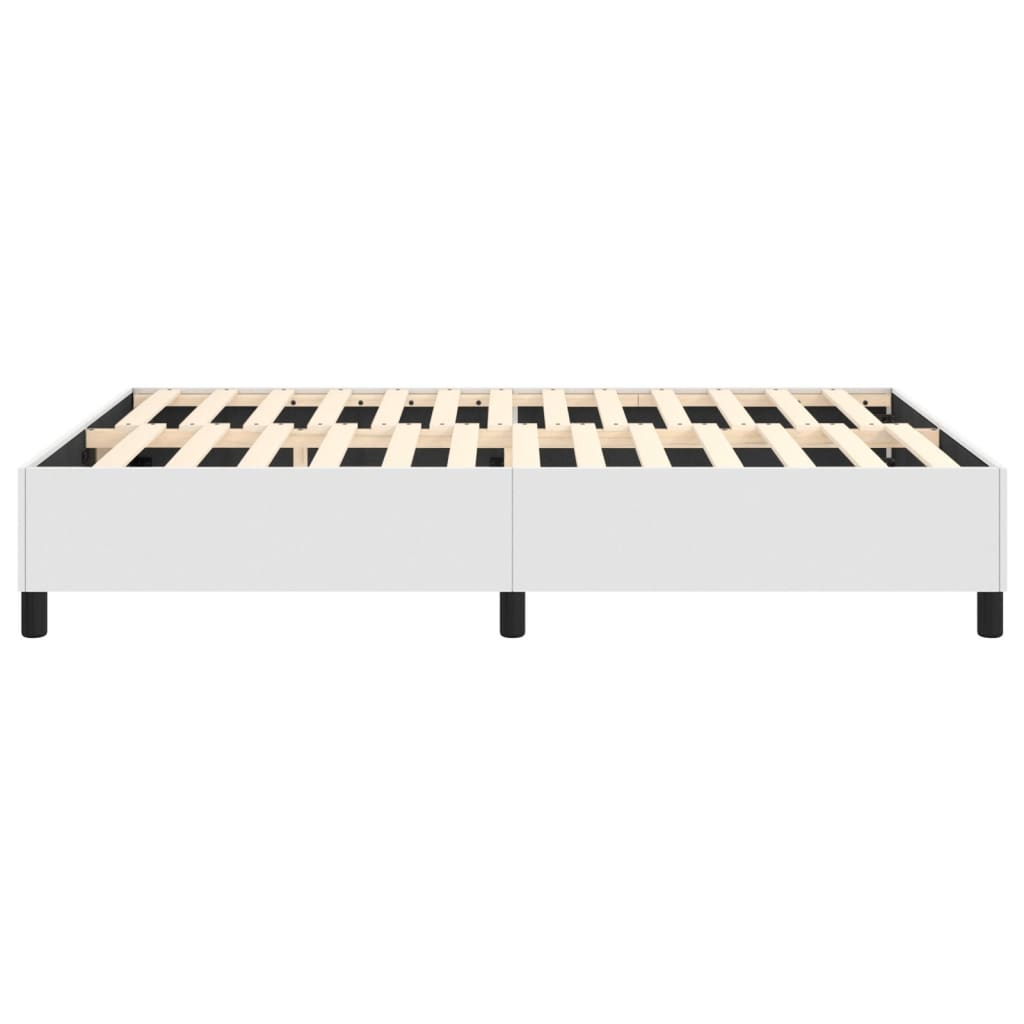 Bed Frame without Mattress White Queen Faux Leather (US Only)