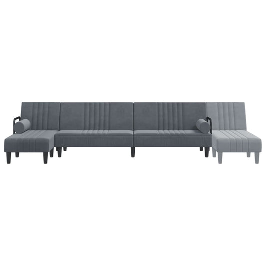 L-shaped Sofa Bed Dark Gray 102.4"x55.1"x27.6" Velvet