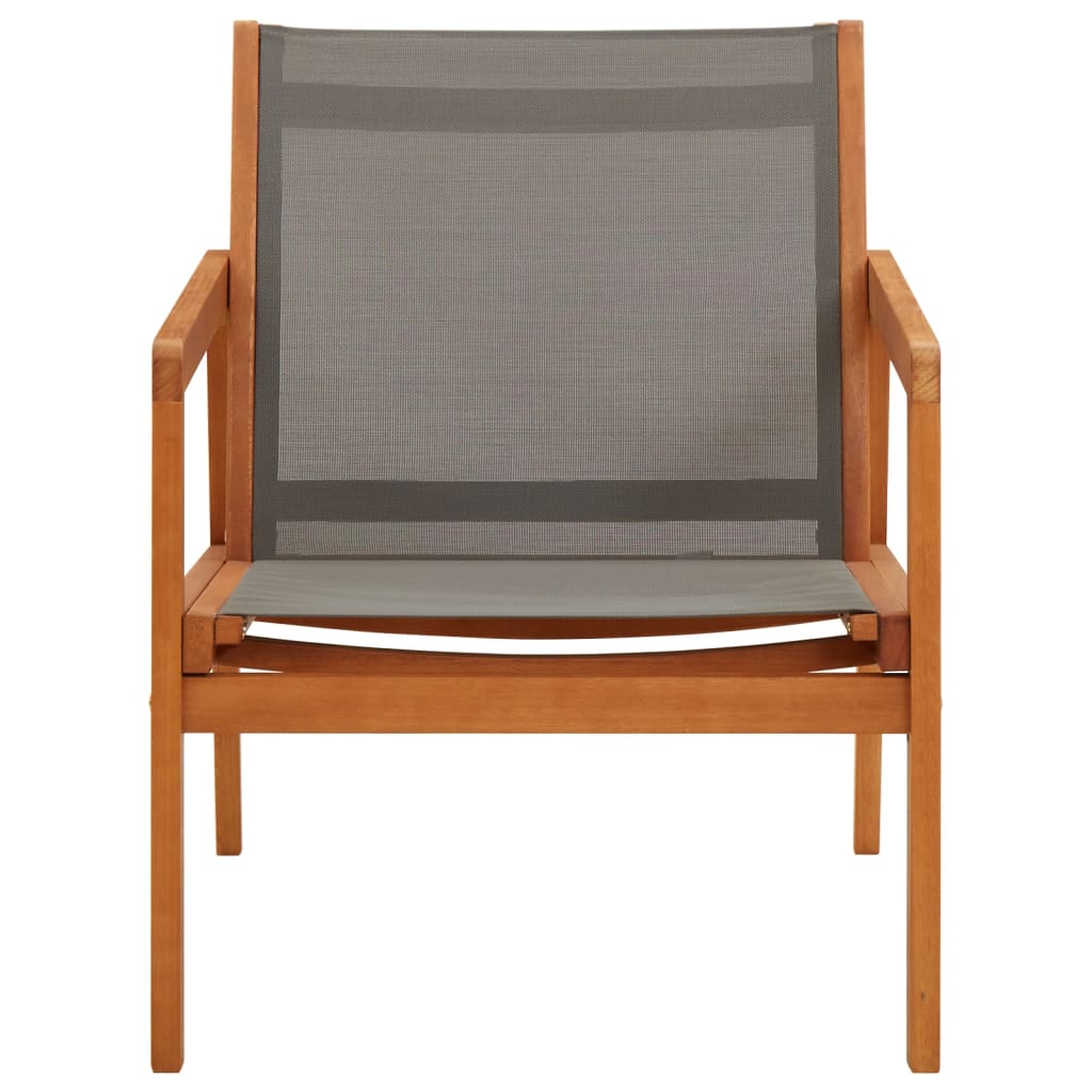 Patio Lounge Chair Gray Solid Eucalyptus Wood and Textilene