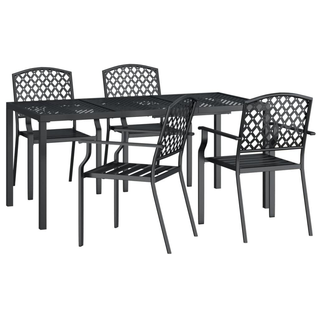 5 Piece Patio Dining Set Anthracite Steel