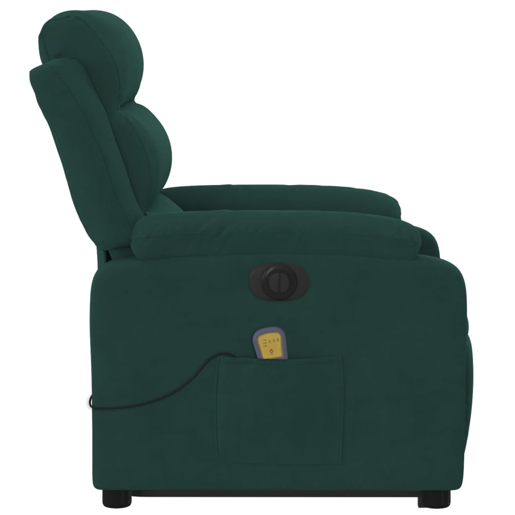 Electric Stand up Massage Recliner Chair Dark Green Velvet