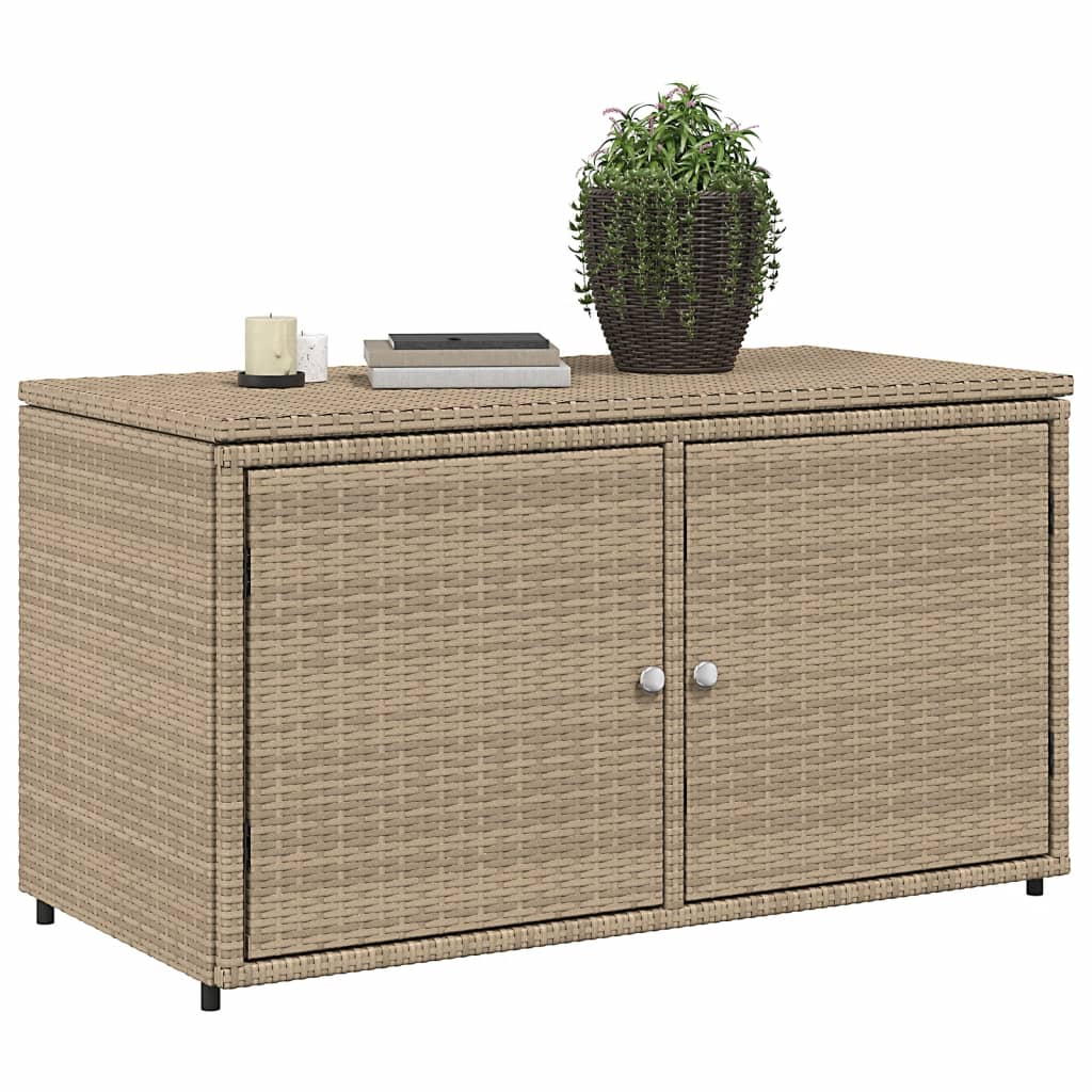 Patio Storage Cabinet Beige 43.3"x21.7"x23.8" Poly Rattan