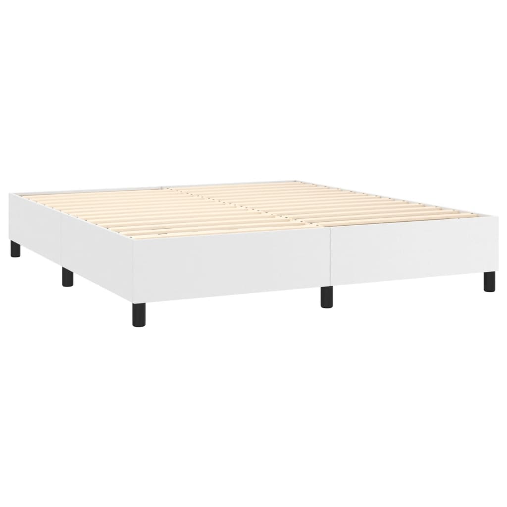 Bed Frame without Mattress White King Faux Leather (US Only)