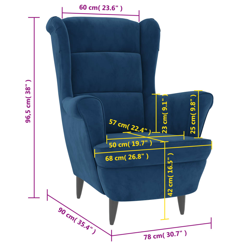 Armchair Blue Velvet