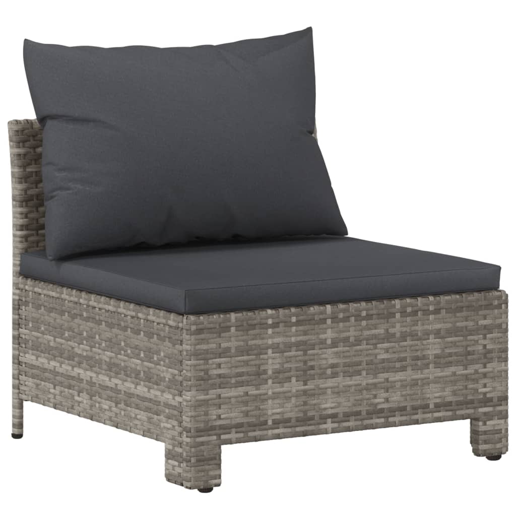 7 Piece Patio Lounge Set with Cushions Gray Poly Rattan