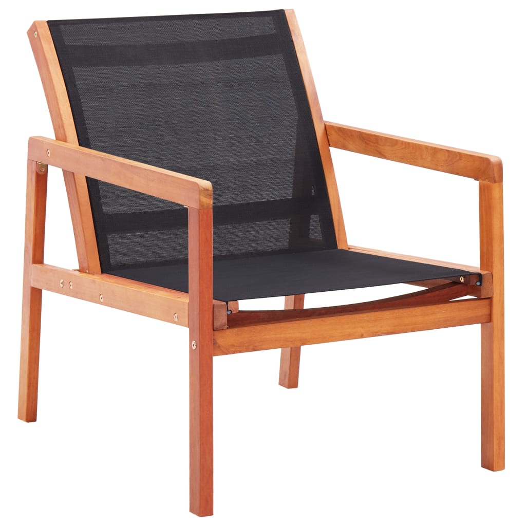 Patio Lounge Chair Gray Solid Eucalyptus Wood and Textilene