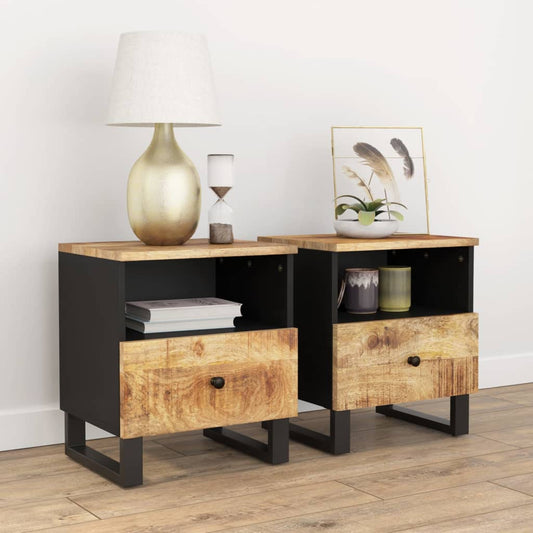 Bedside Cabinets 2 pcs Solid Wood Mango&Engineered Wood