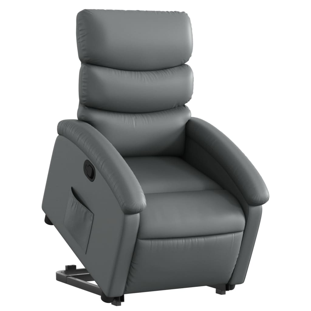 Stand up Recliner Chair Gray Faux Leather