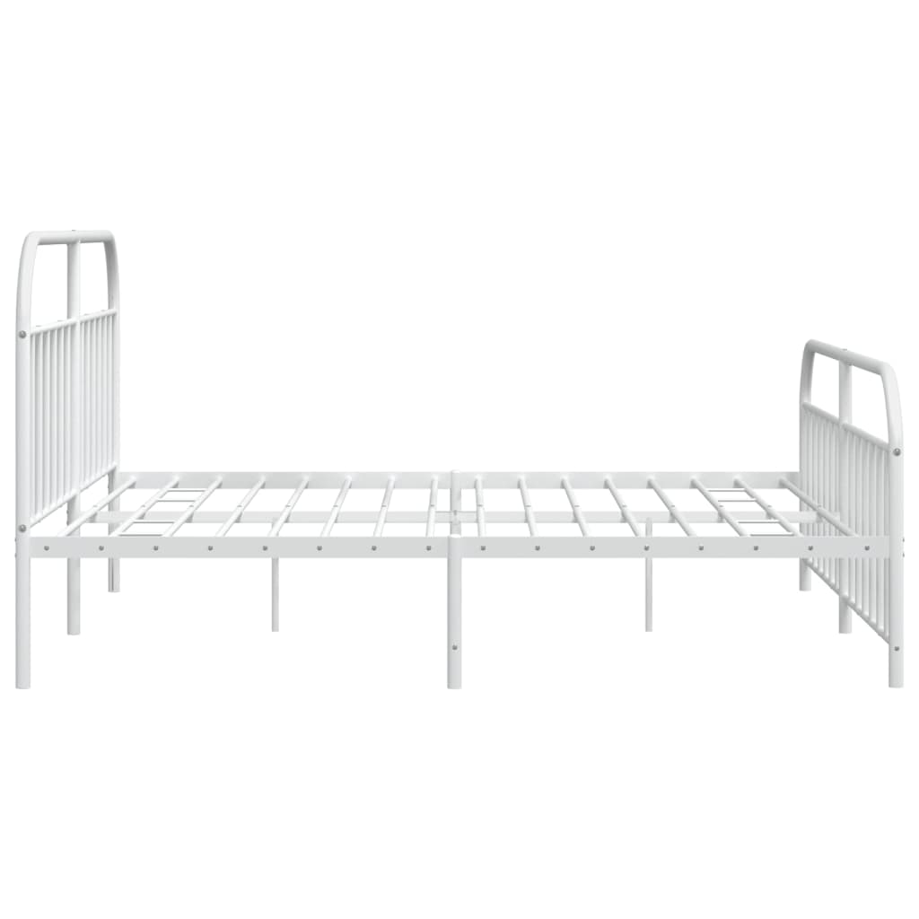 Metal Bed Frame without Mattress with Footboard White 76"x79.9"