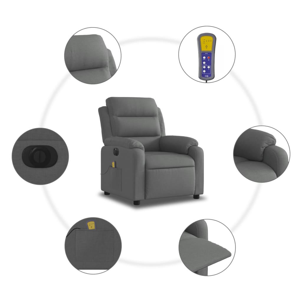 Electric Massage Recliner Chair Dark Gray Fabric