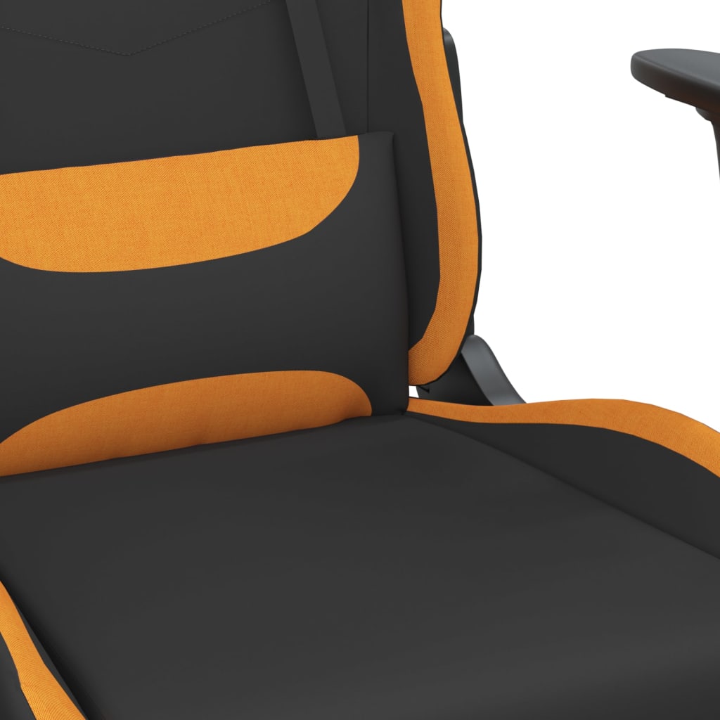 Gaming Chair with Footrest Black and Orange Fabric