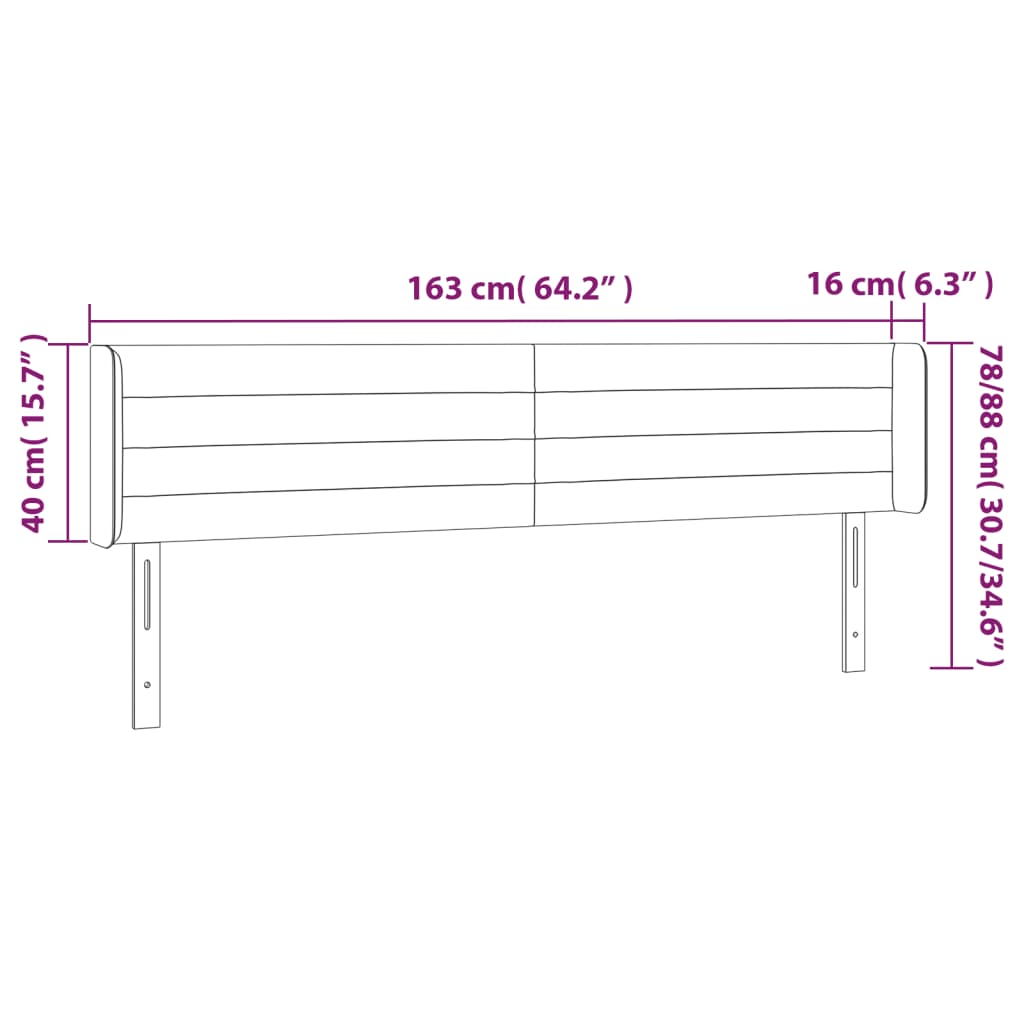 LED Headboard Light Gray 64.2"x6.3"x30.7"/34.6" Fabric