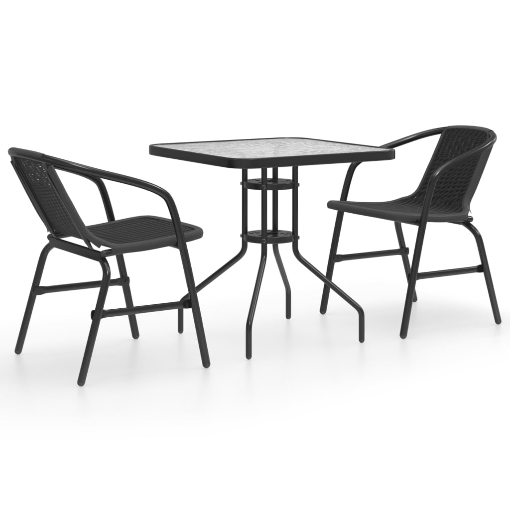 3 Piece Patio Dining Set Black