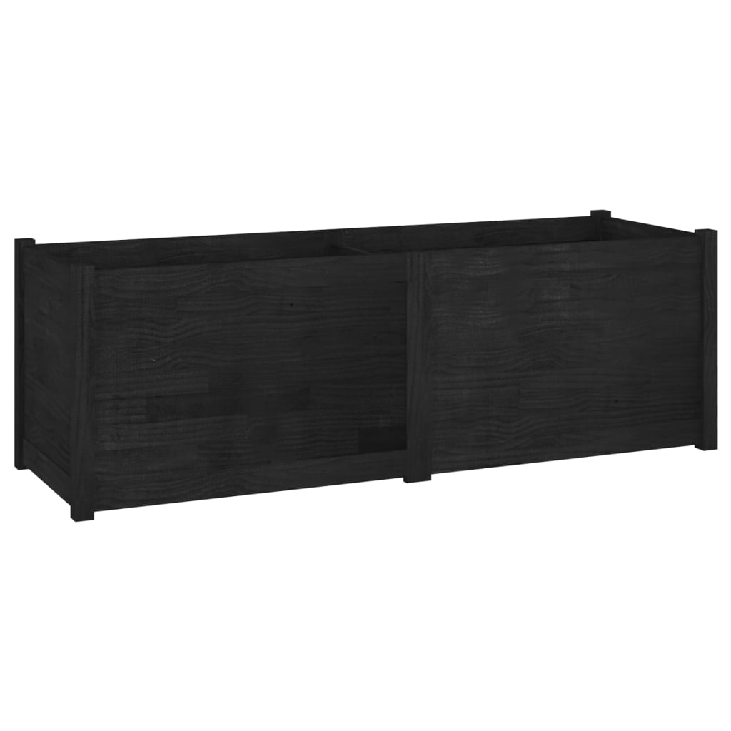 Garden Planter Black 59.1"x19.7"x19.7" Solid Wood Pine