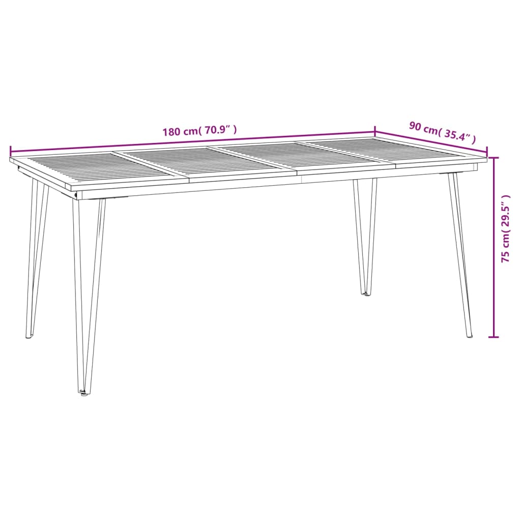 5 Piece Patio Dining Set Solid Wood Acacia and Metal