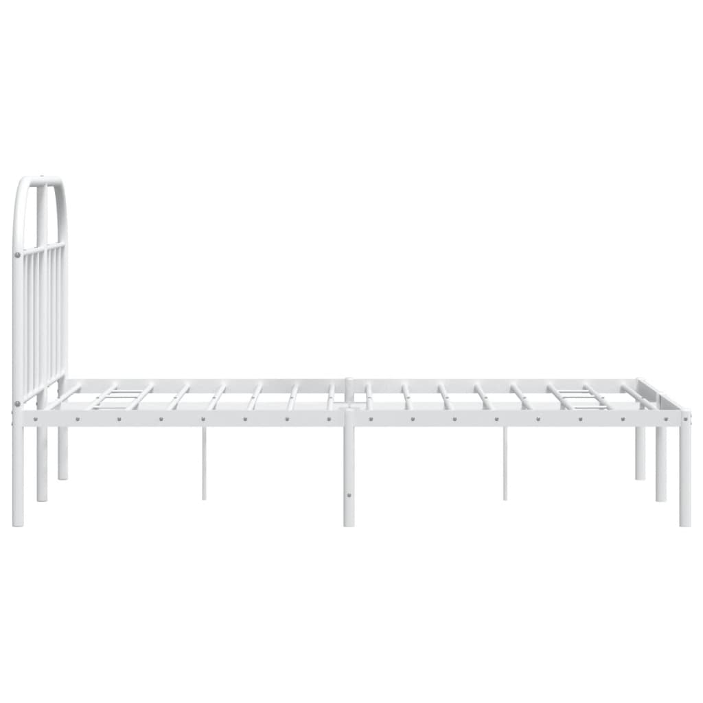 Metal Bed Frame without Mattress with Headboard White 53.1"x74.8"