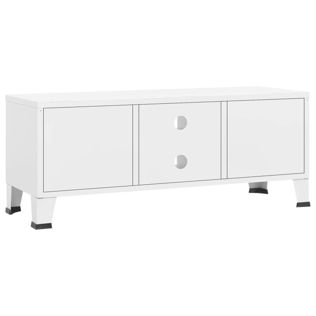 Industrial TV Stand White 41.3"x13.8"x16.5" Metal