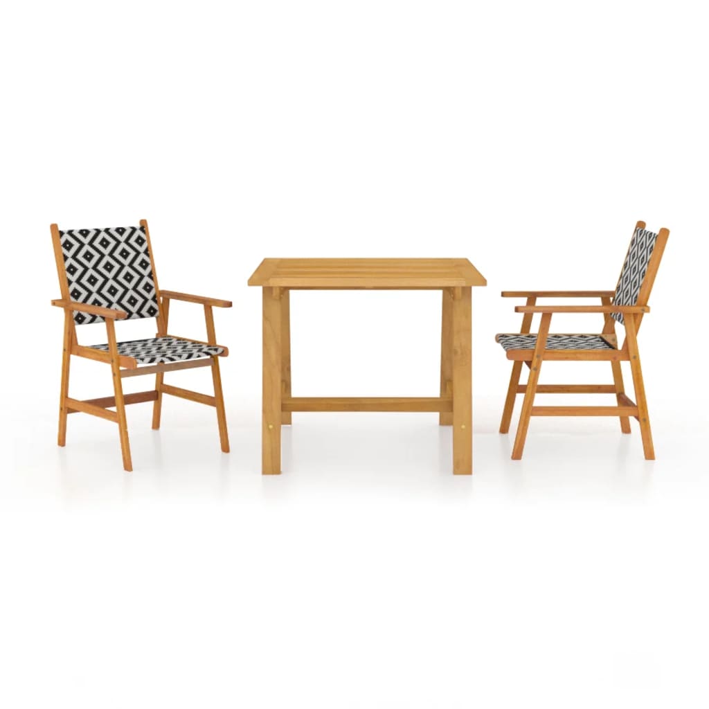 3 Piece Patio Dining Set Solid Acacia Wood