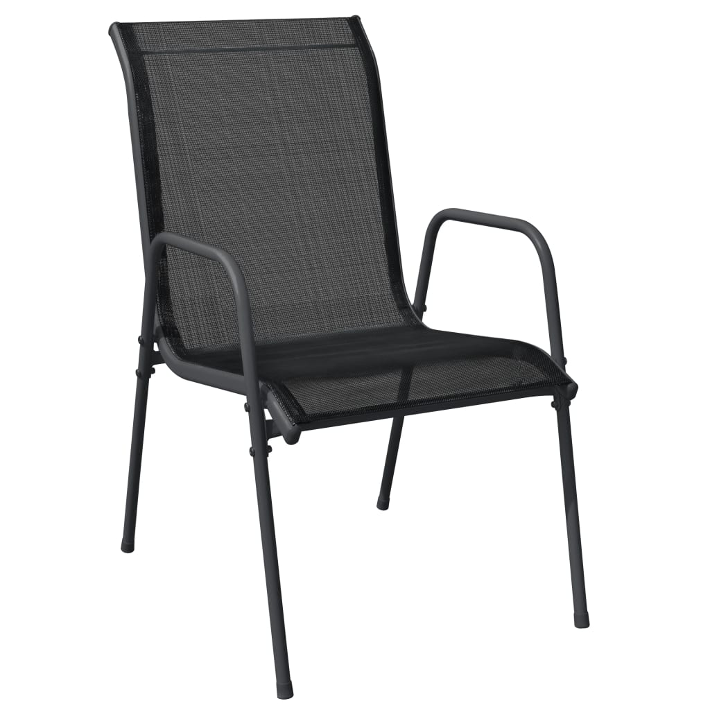 Patio Chairs 6 pcs Steel and Textilene Black